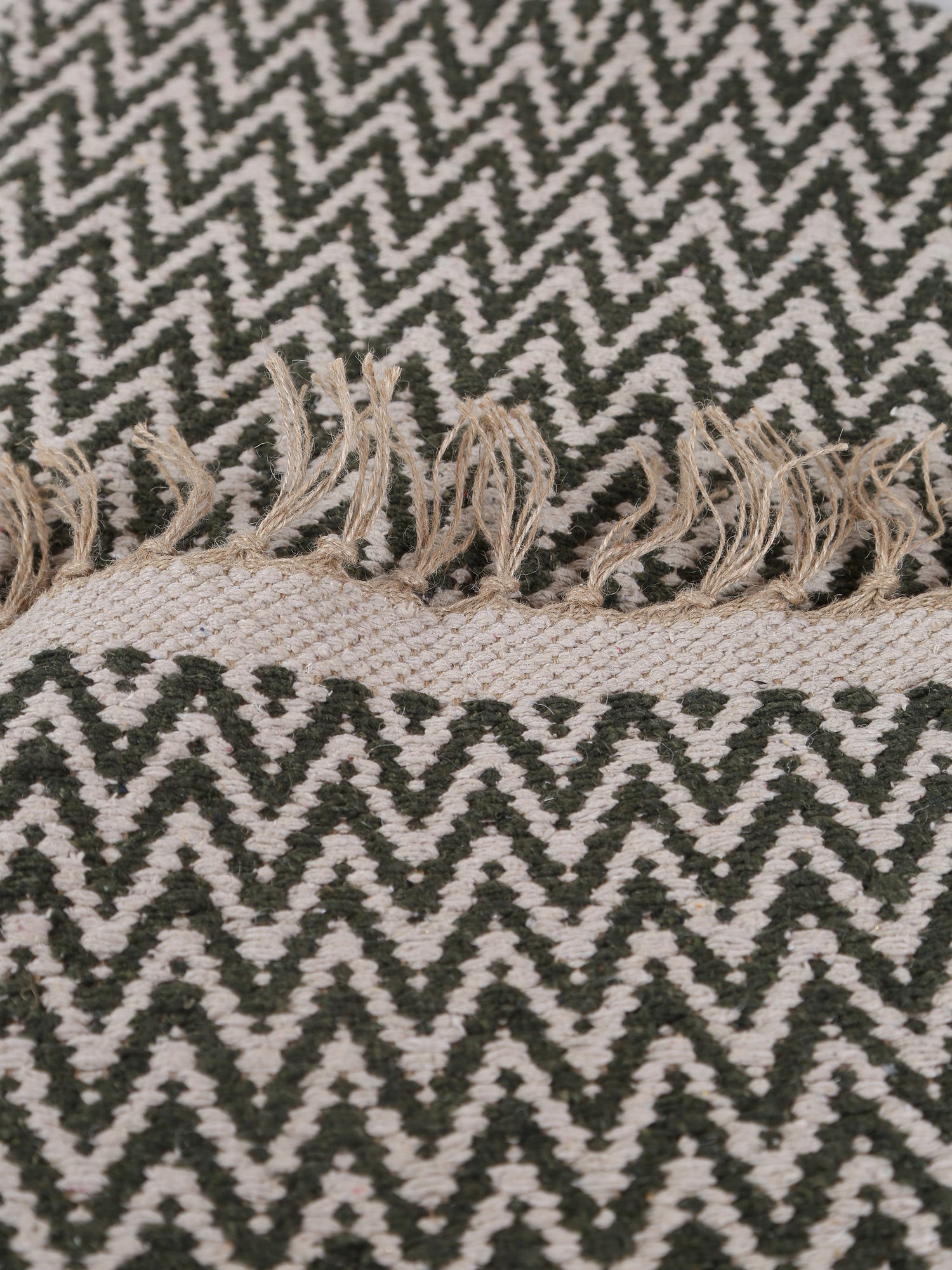 Small Indra Recycled Cotton, Jute Rug - Sage Green - Colour Options Available
