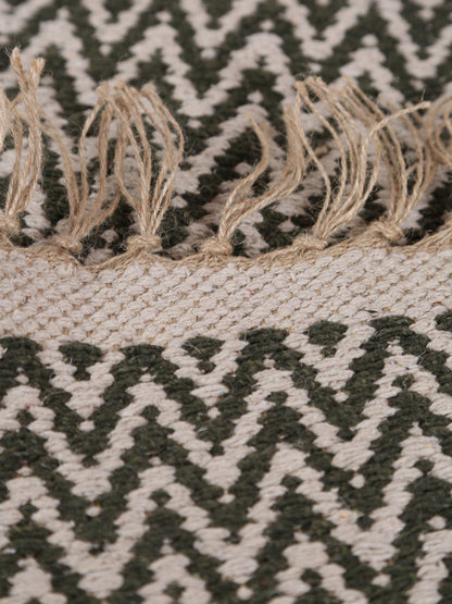 Small Indra Recycled Cotton, Jute Rug - Sage Green - Colour Options Available