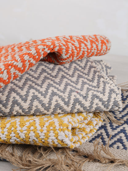 Small Indra Recycled Cotton, Jute Rug - Rust - Colour Options Available