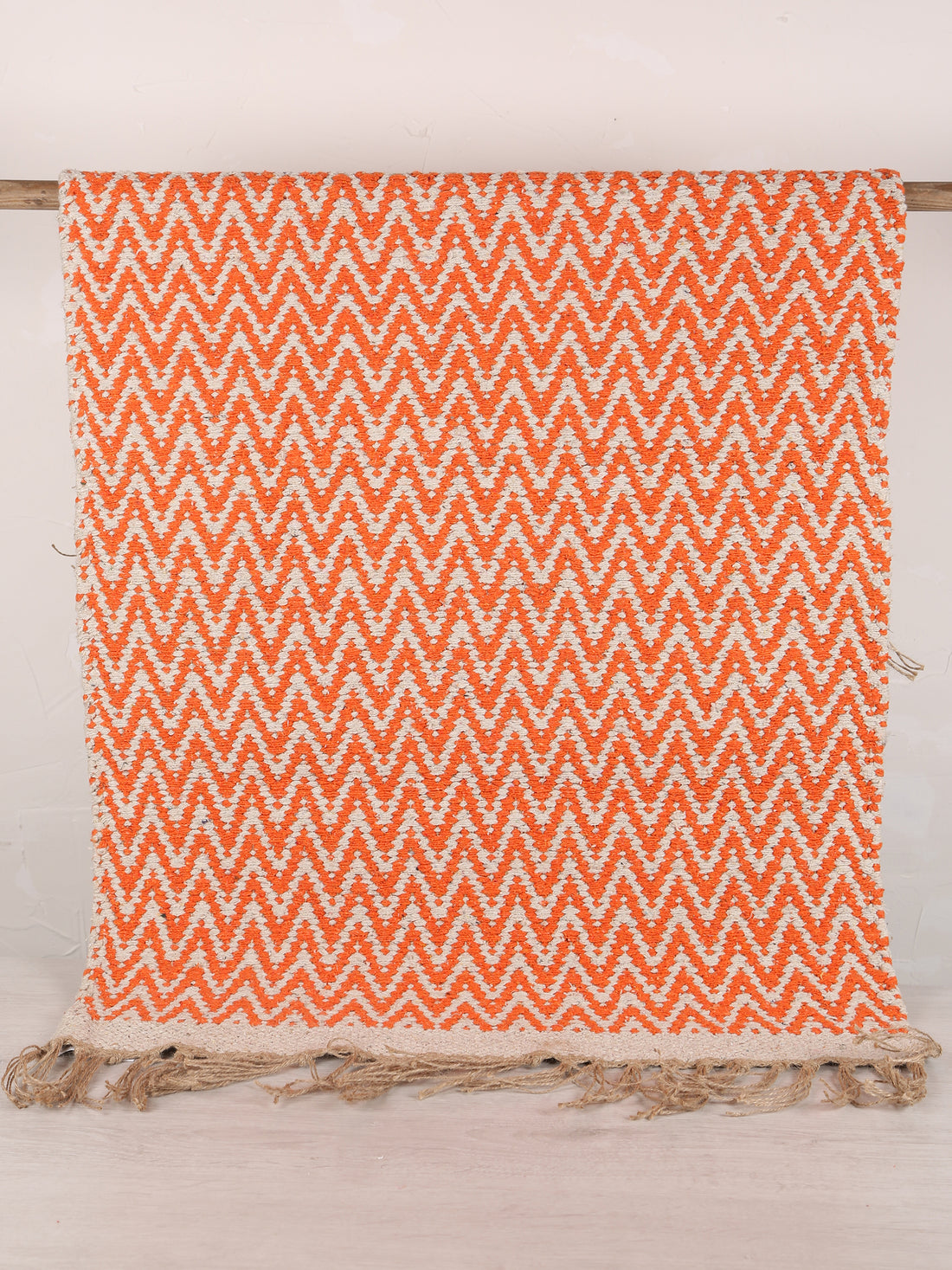 Small Indra Recycled Cotton, Jute Rug - Rust - Colour Options Available