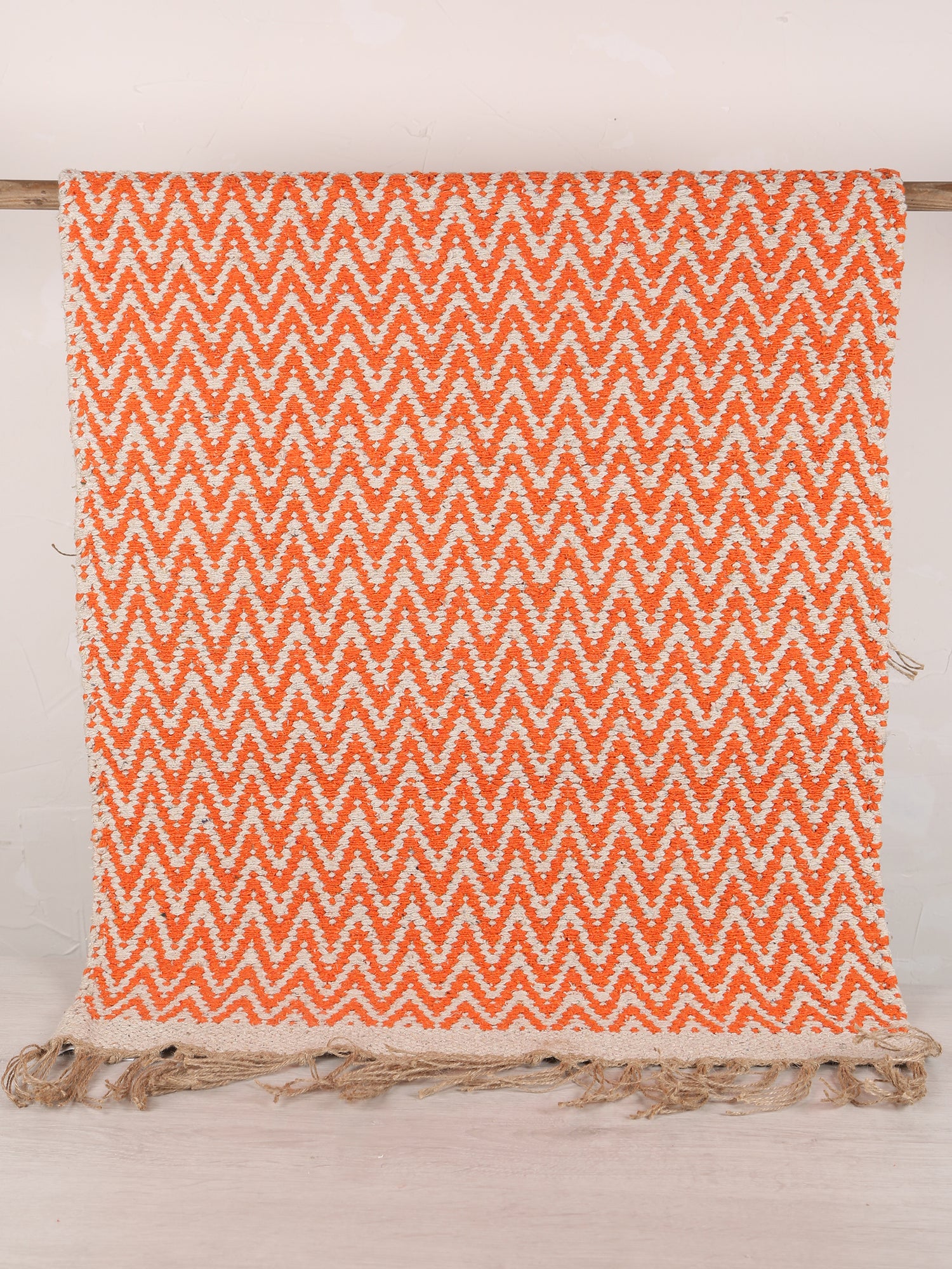 Small Indra Recycled Cotton, Jute Rug - Rust - Colour Options Available