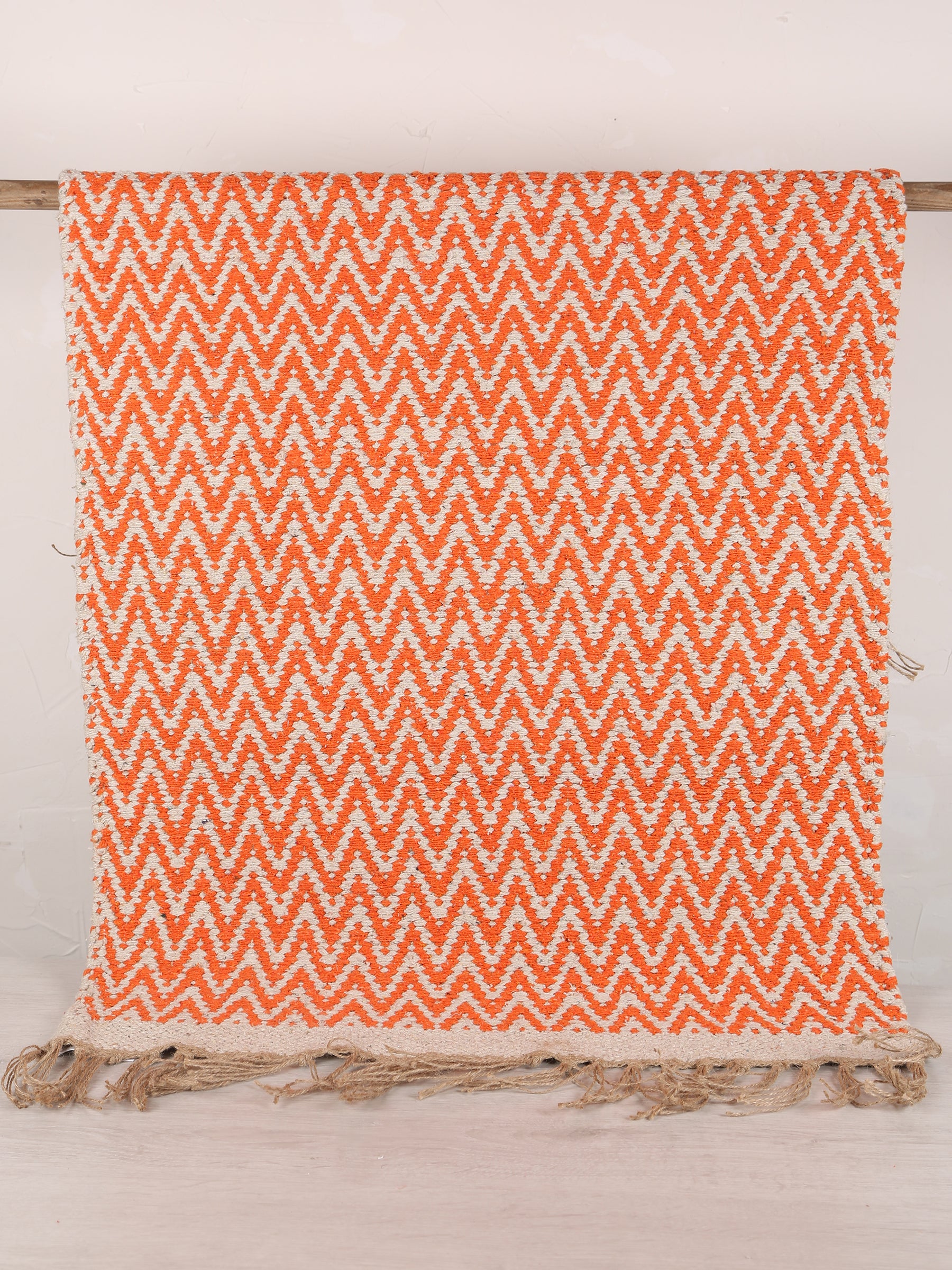Small Indra Recycled Cotton, Jute Rug - Rust - Colour Options Available