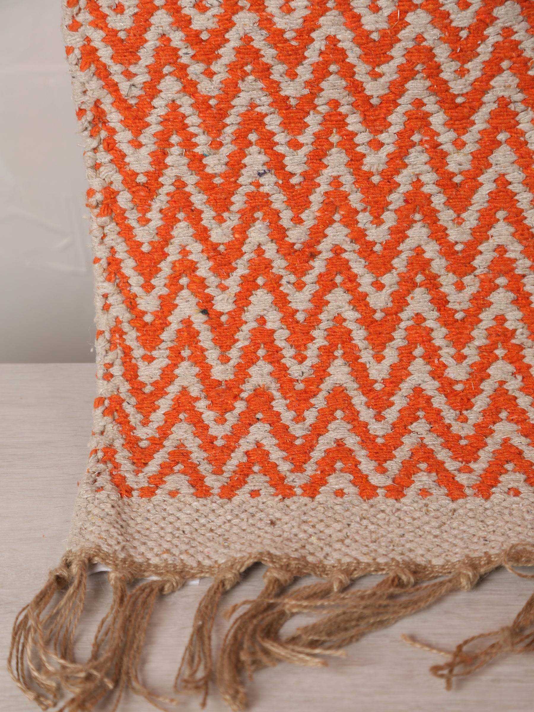 Small Indra Recycled Cotton, Jute Rug - Rust - Colour Options Available