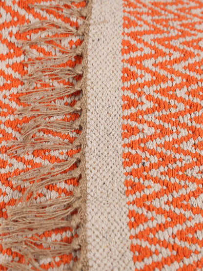 Small Indra Recycled Cotton, Jute Rug - Rust - Colour Options Available