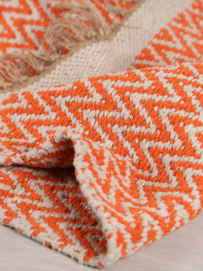 Small Indra Recycled Cotton, Jute Rug - Rust - Colour Options Available
