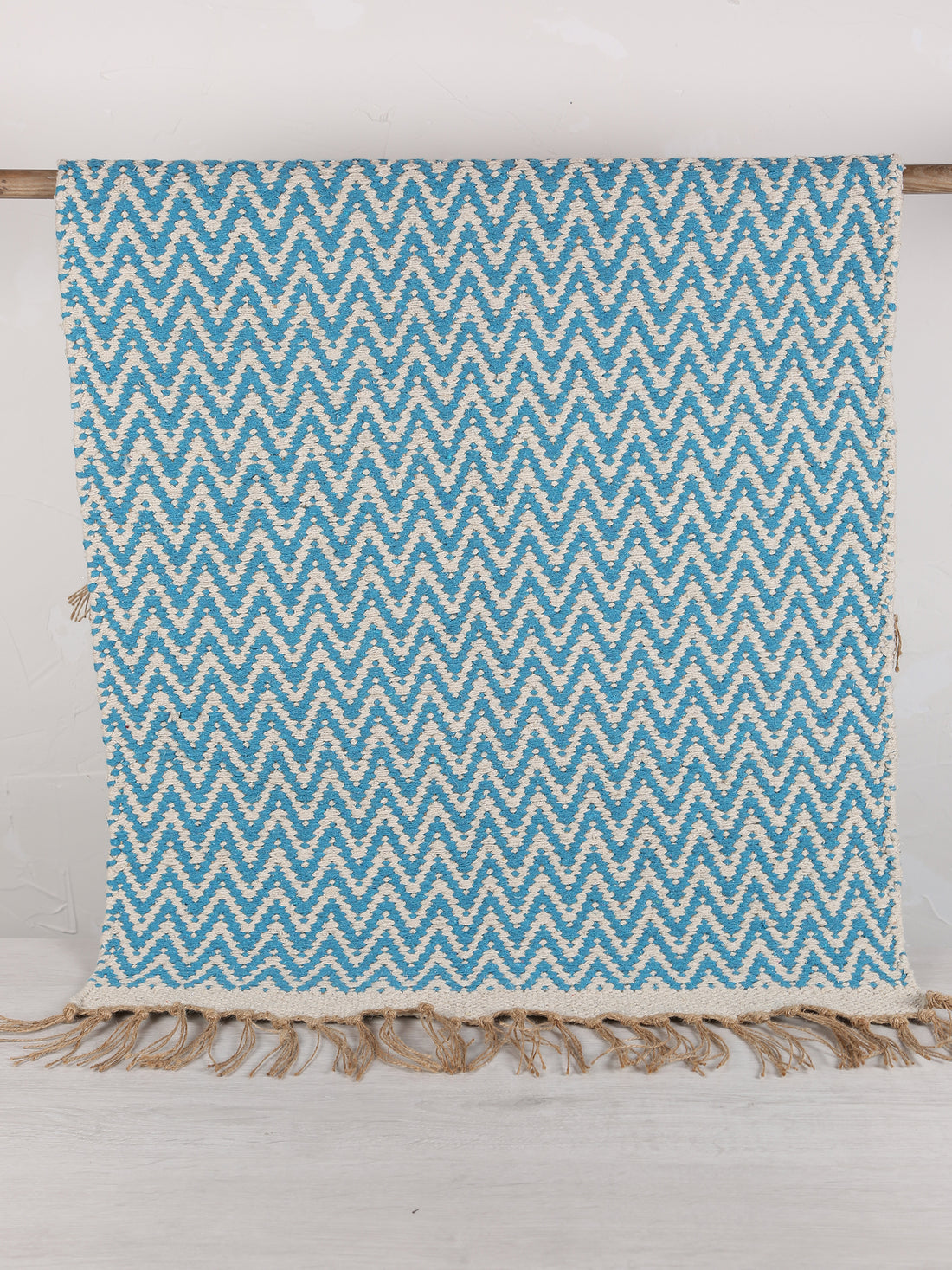 Small Indra Recycled Cotton, Jute Rug - Cobalt - Colour Options Available