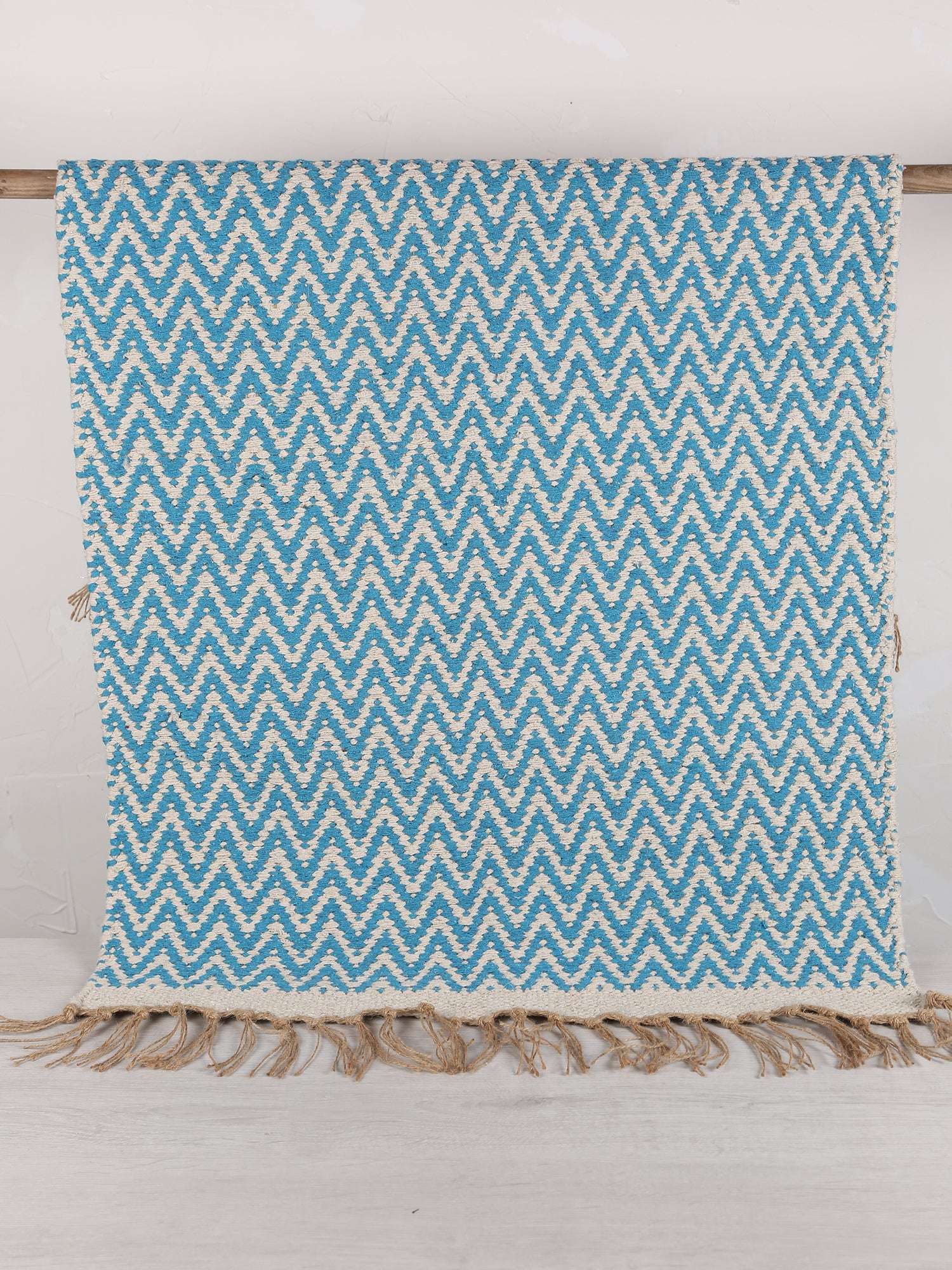 Small Indra Recycled Cotton, Jute Rug - Cobalt - Colour Options Available