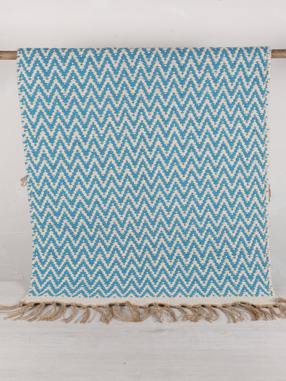 Small Indra Recycled Cotton, Jute Rug - Cobalt - Colour Options Available