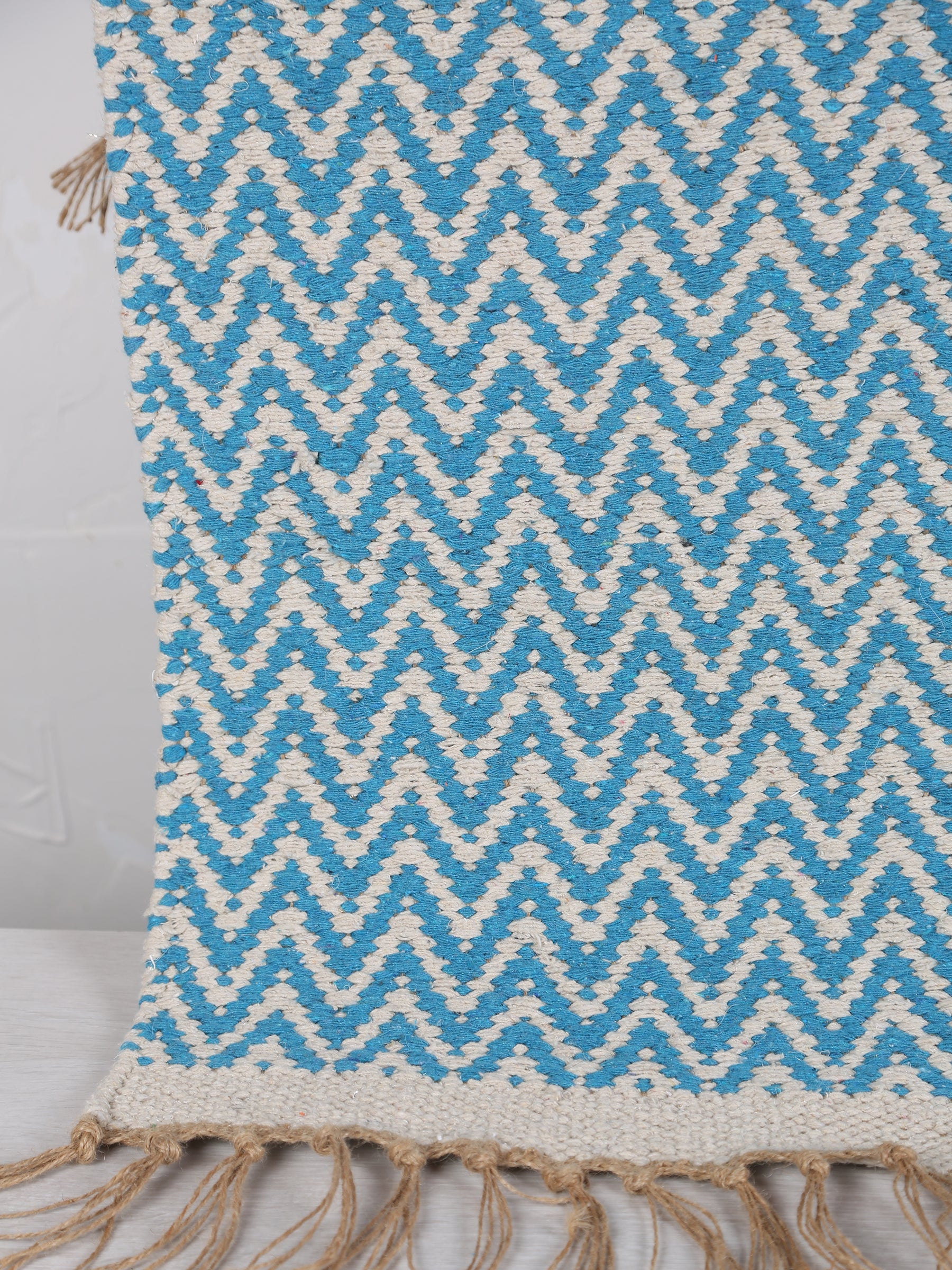 Small Indra Recycled Cotton, Jute Rug - Cobalt - Colour Options Available
