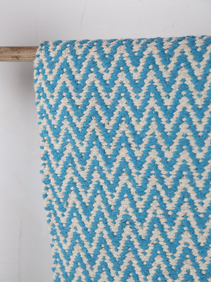 Small Indra Recycled Cotton, Jute Rug - Cobalt - Colour Options Available