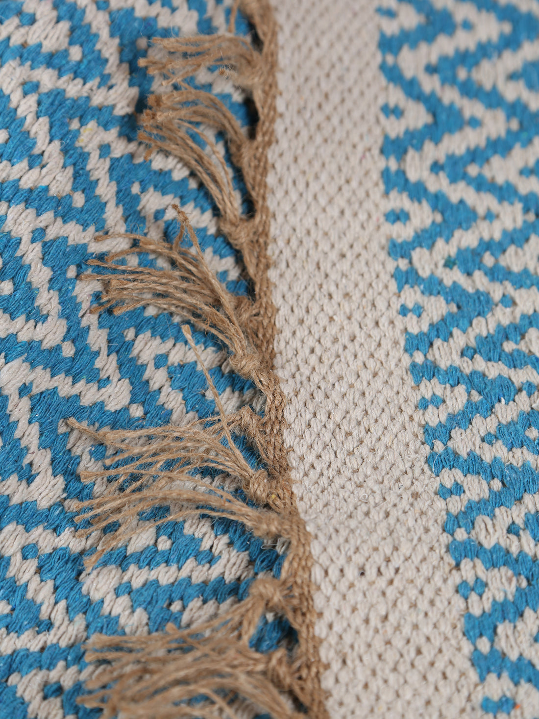 Small Indra Recycled Cotton, Jute Rug - Cobalt - Colour Options Available