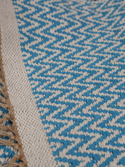 Small Indra Recycled Cotton, Jute Rug - Cobalt - Colour Options Available