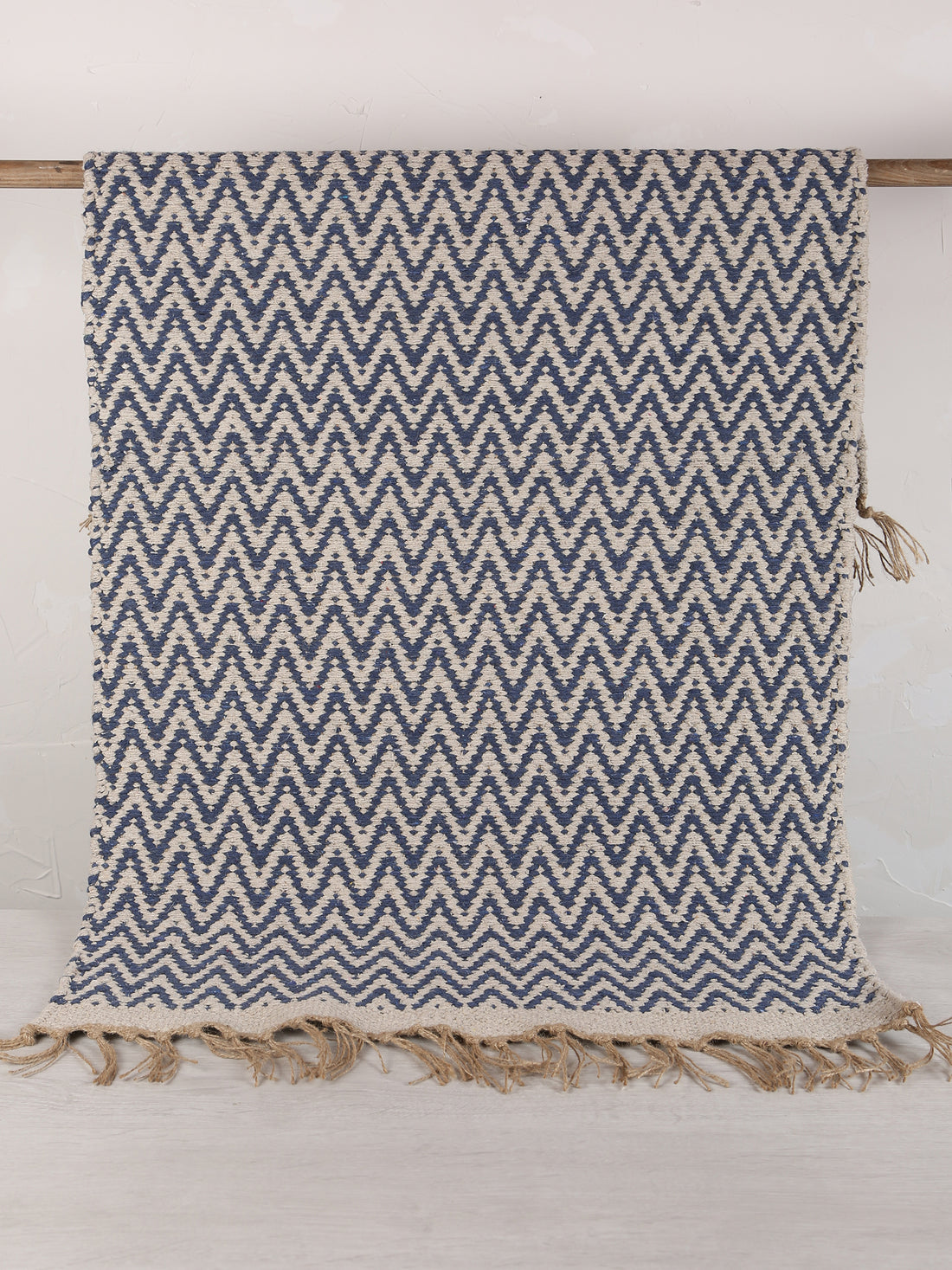Small Indra Recycled Cotton, Jute Rug - Denim Blue - Colour Options Available