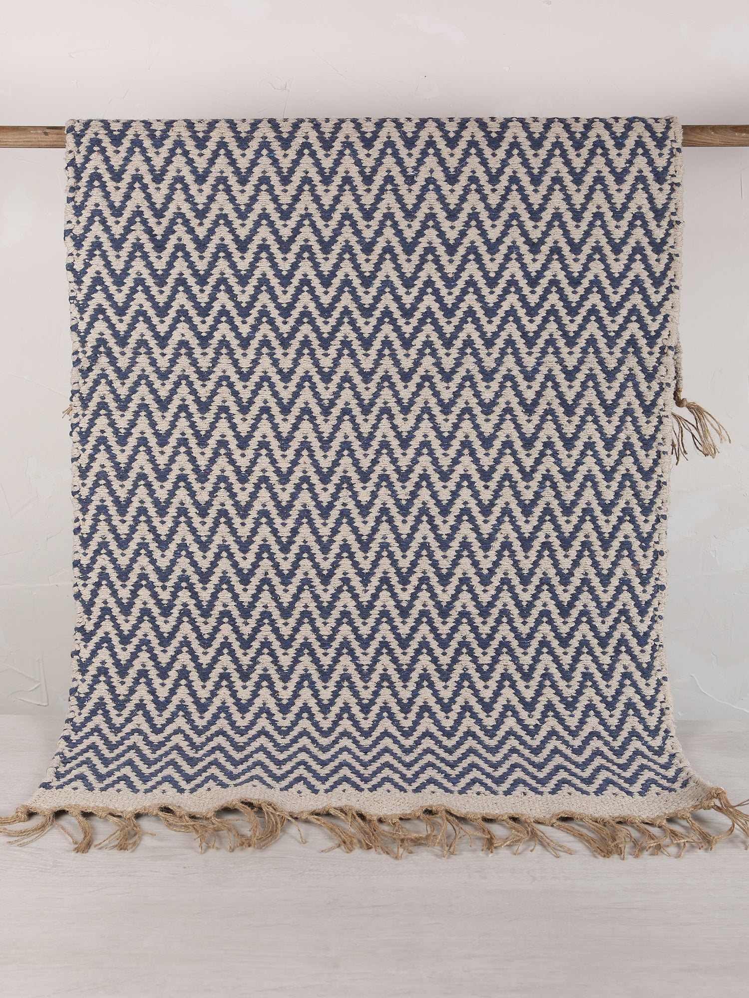 Small Indra Recycled Cotton, Jute Rug - Denim Blue - Colour Options Available