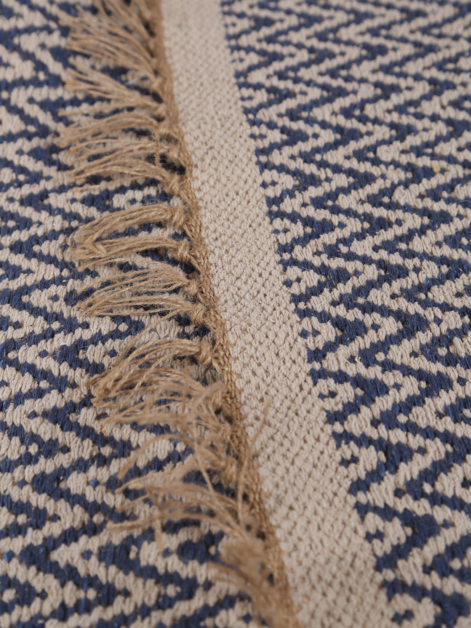 Small Indra Recycled Cotton, Jute Rug - Denim Blue - Colour Options Available