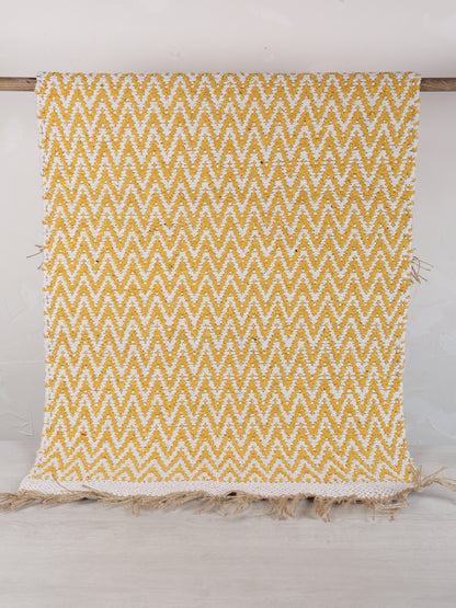 Small Indra Recycled Cotton, Jute Rug - Golden Yellow - Colour Options Available