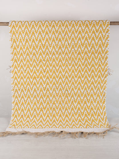 Small Indra Recycled Cotton, Jute Rug - Golden Yellow - Colour Options Available
