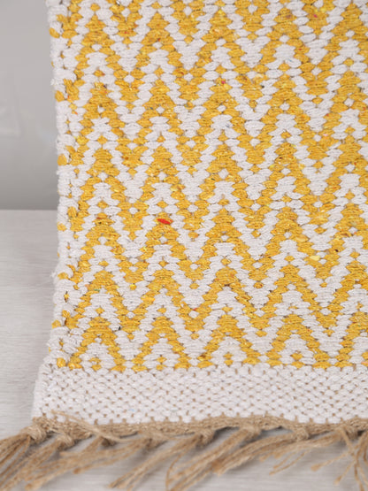 Small Indra Recycled Cotton, Jute Rug - Golden Yellow - Colour Options Available