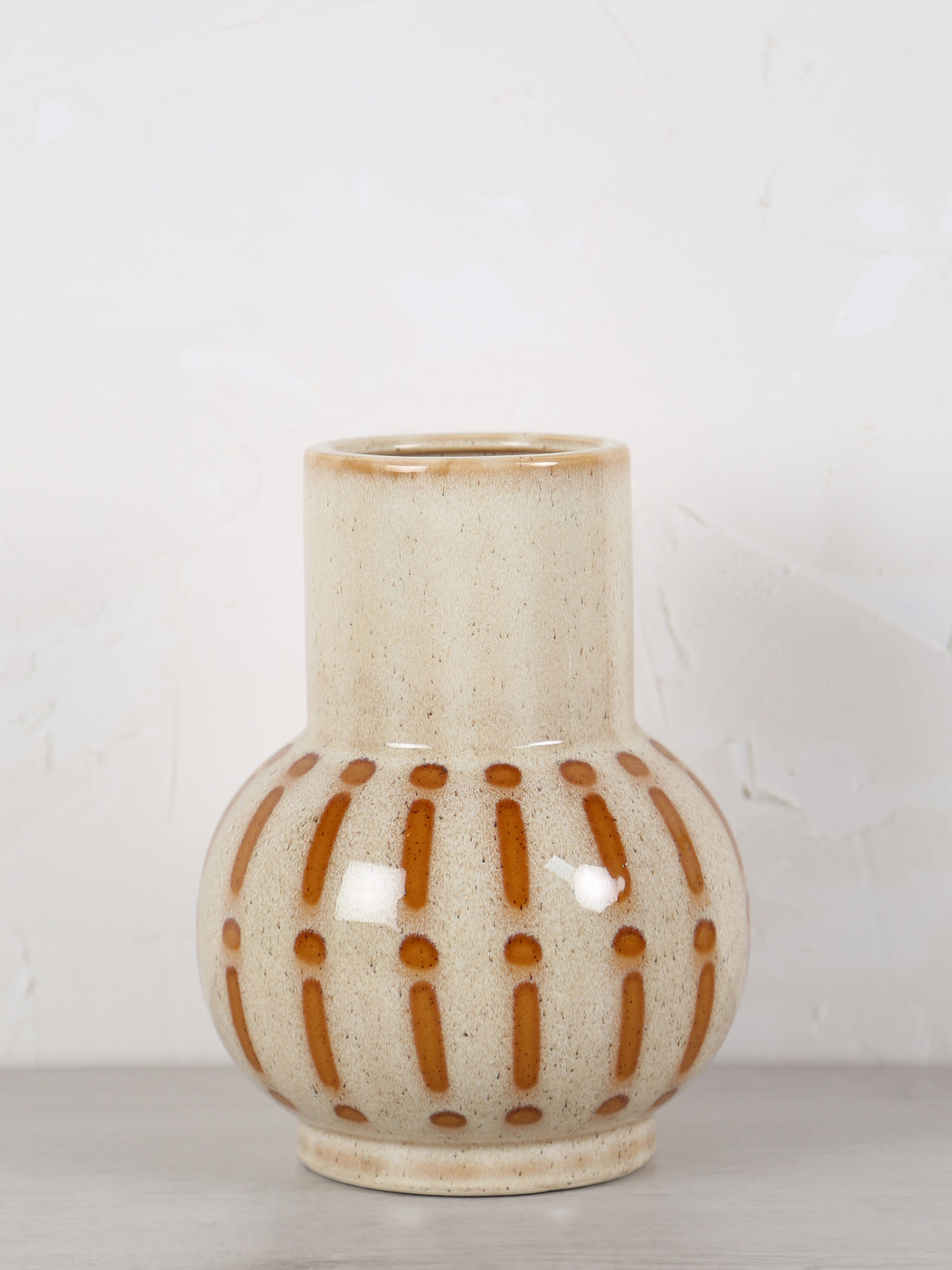 Ulloa Vase Shine - Cream, Ochre brown