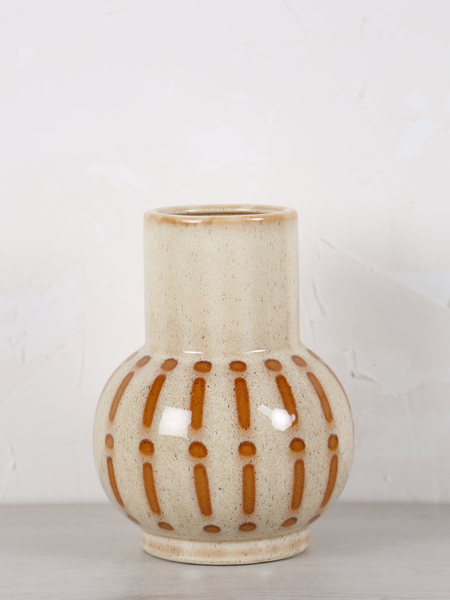 Ulloa Vase Shine - Cream, Ochre brown