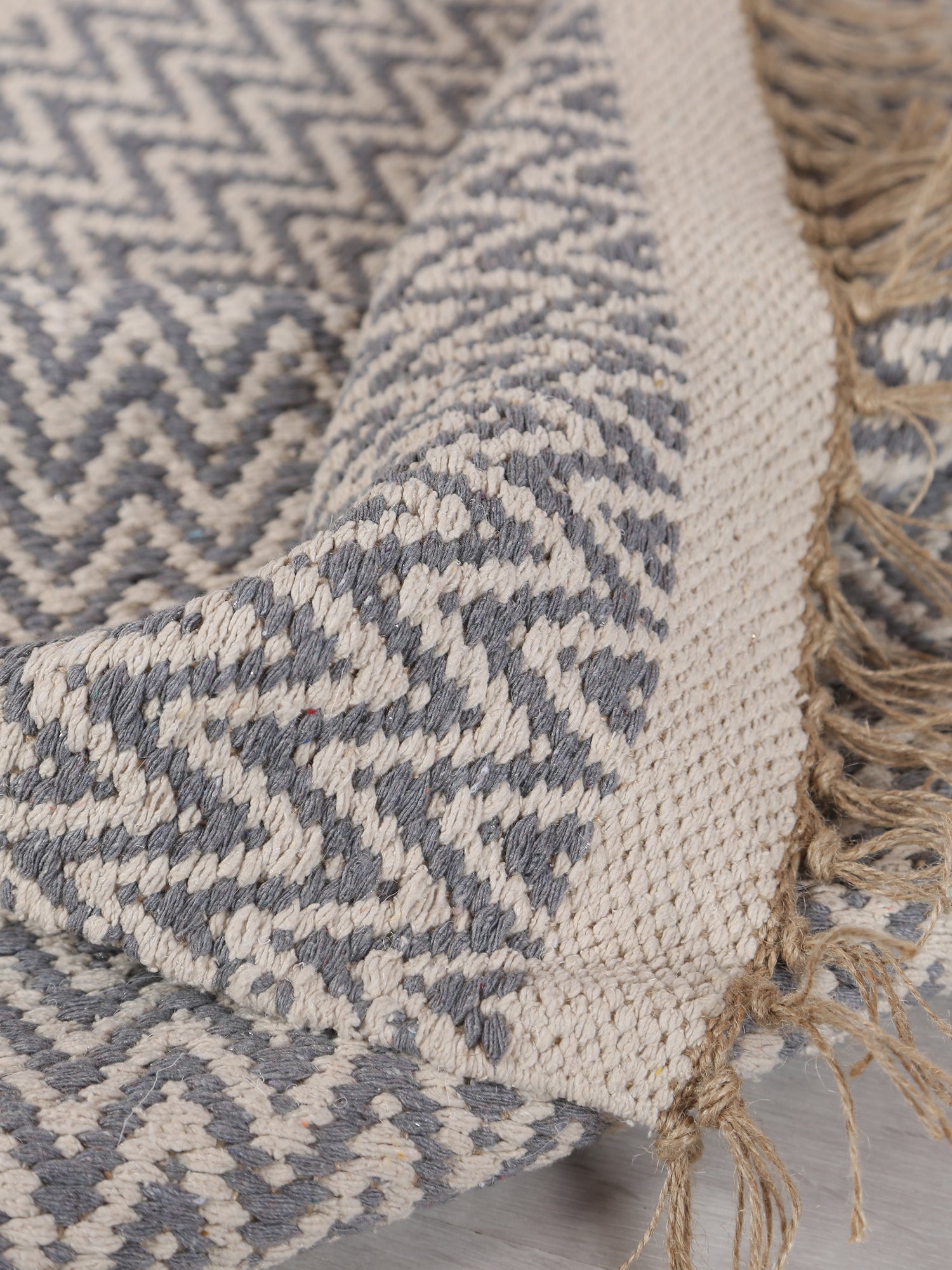 Small Indra Recycled Cotton, Jute Rug - Grey - Colour Options Available