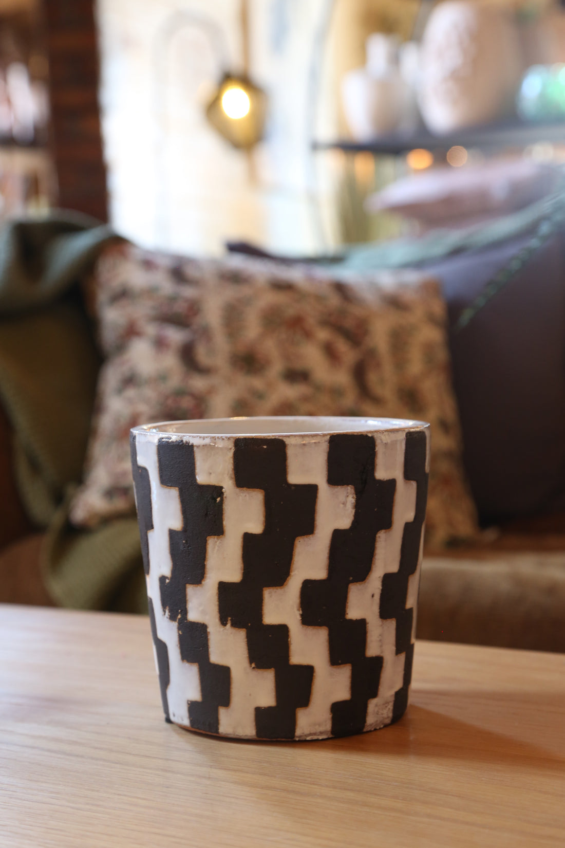 Checkered Lines Ceramic Pot