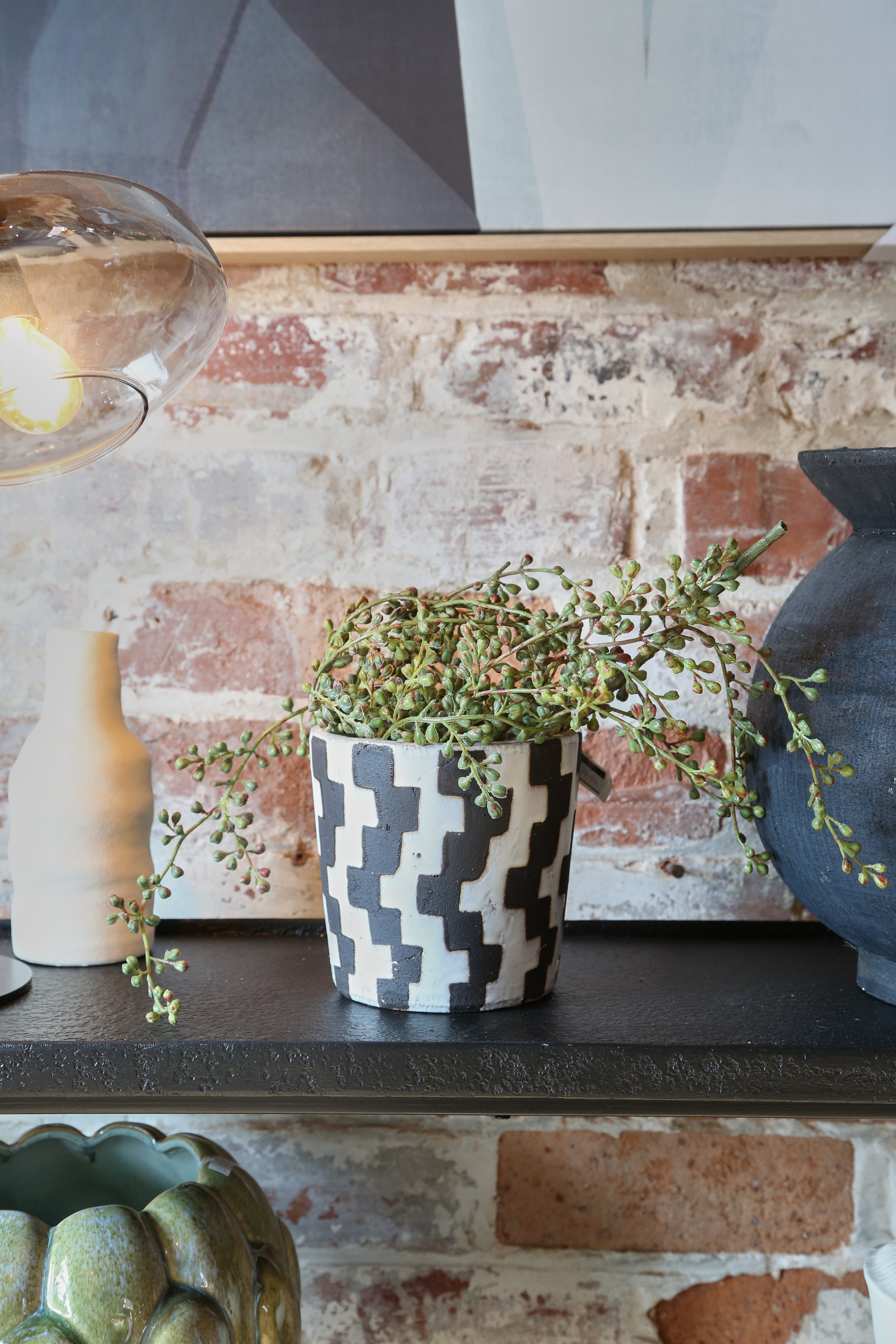 Checkered Lines Ceramic Pot