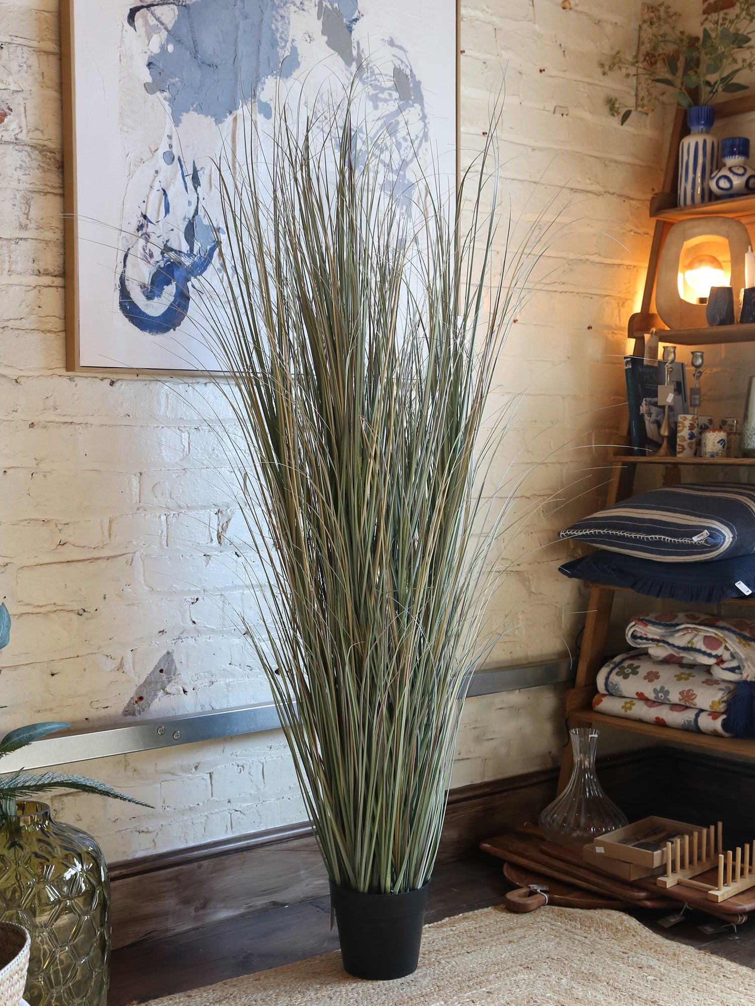 Large Faux Green Botanical Grass - Potted Plant