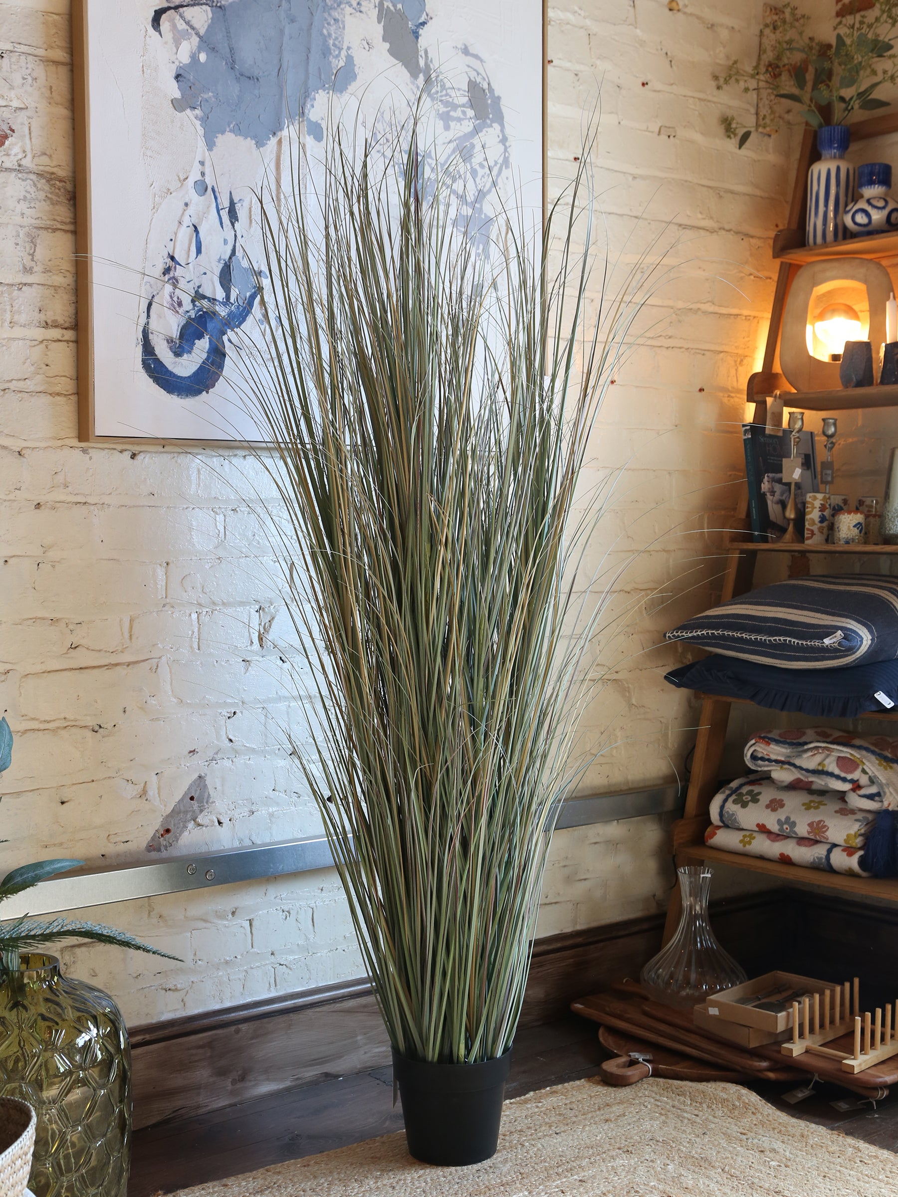 Large Faux Green Botanical Grass - Potted Plant