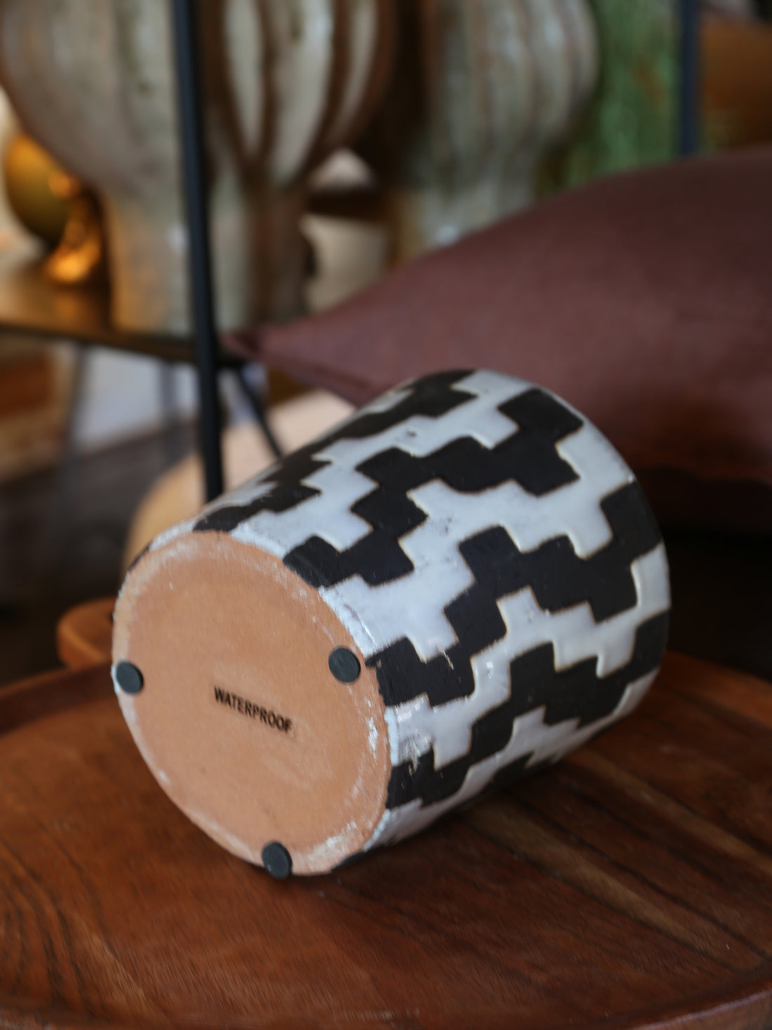 Checkered Lines Ceramic Pot