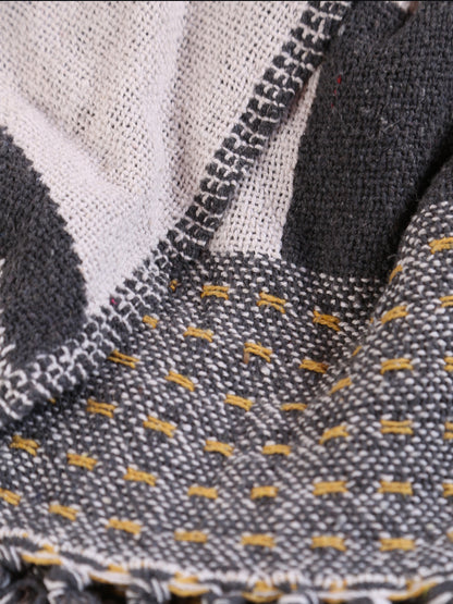 Annli throw - Recycled Cotton - Grey, Warm Yellow