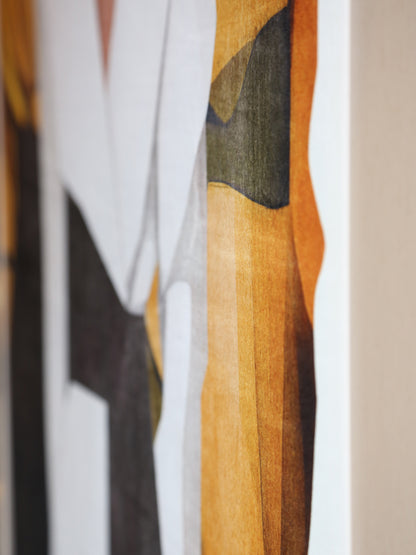 Lurae Velvet Textured Figures Canvas - Warm Tones - 120 x 80cm