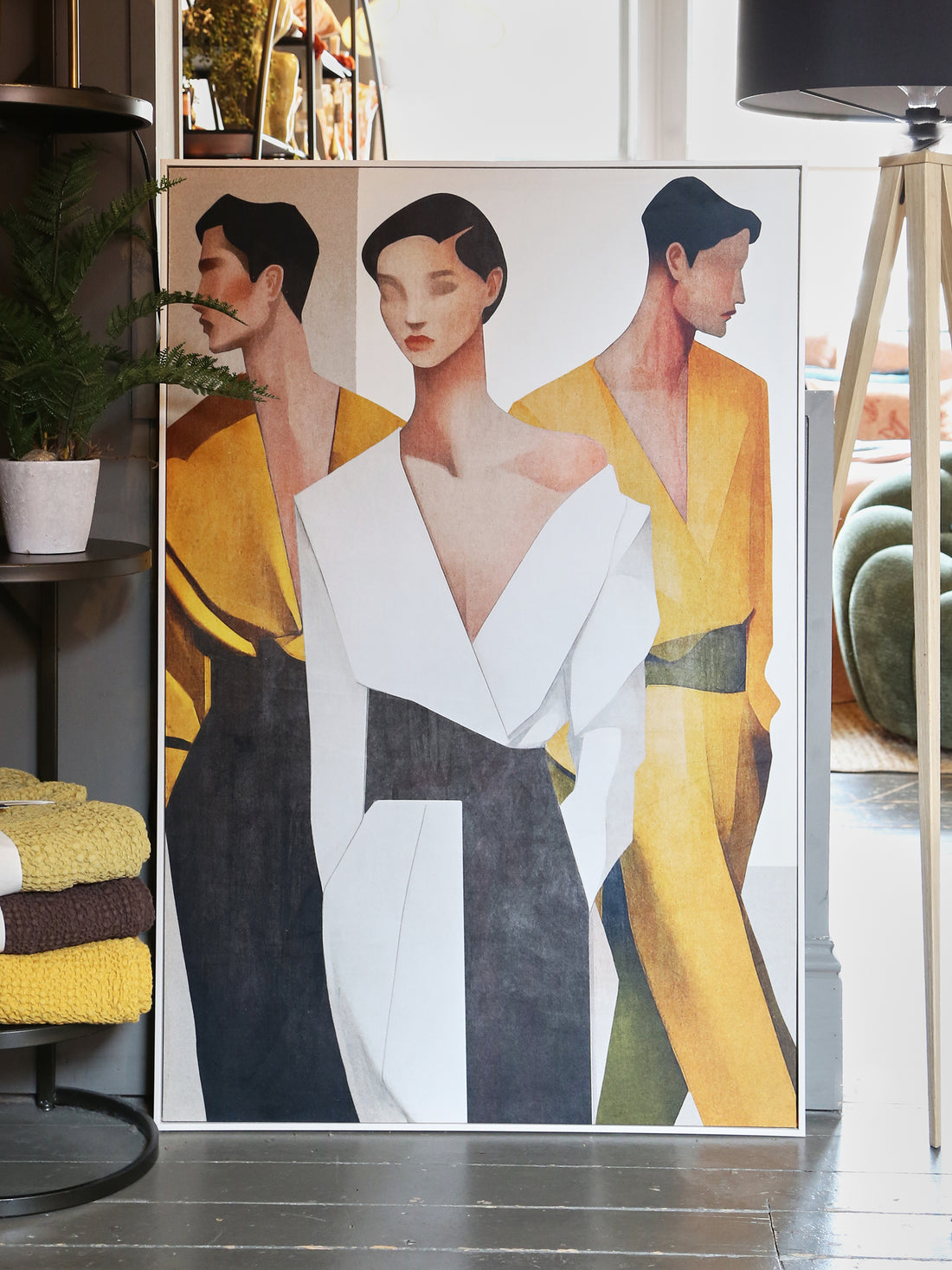 Lurae Velvet Textured Figures Canvas - Warm Tones - 120 x 80cm