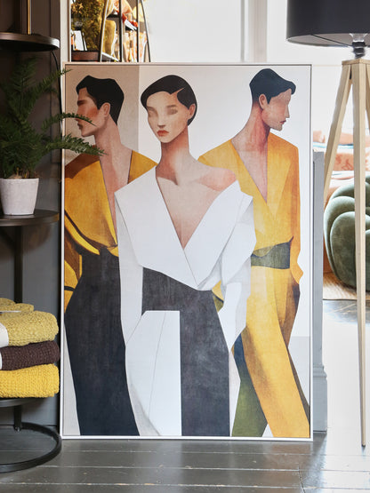 Lurae Velvet Textured Figures Canvas - Warm Tones - 120 x 80cm