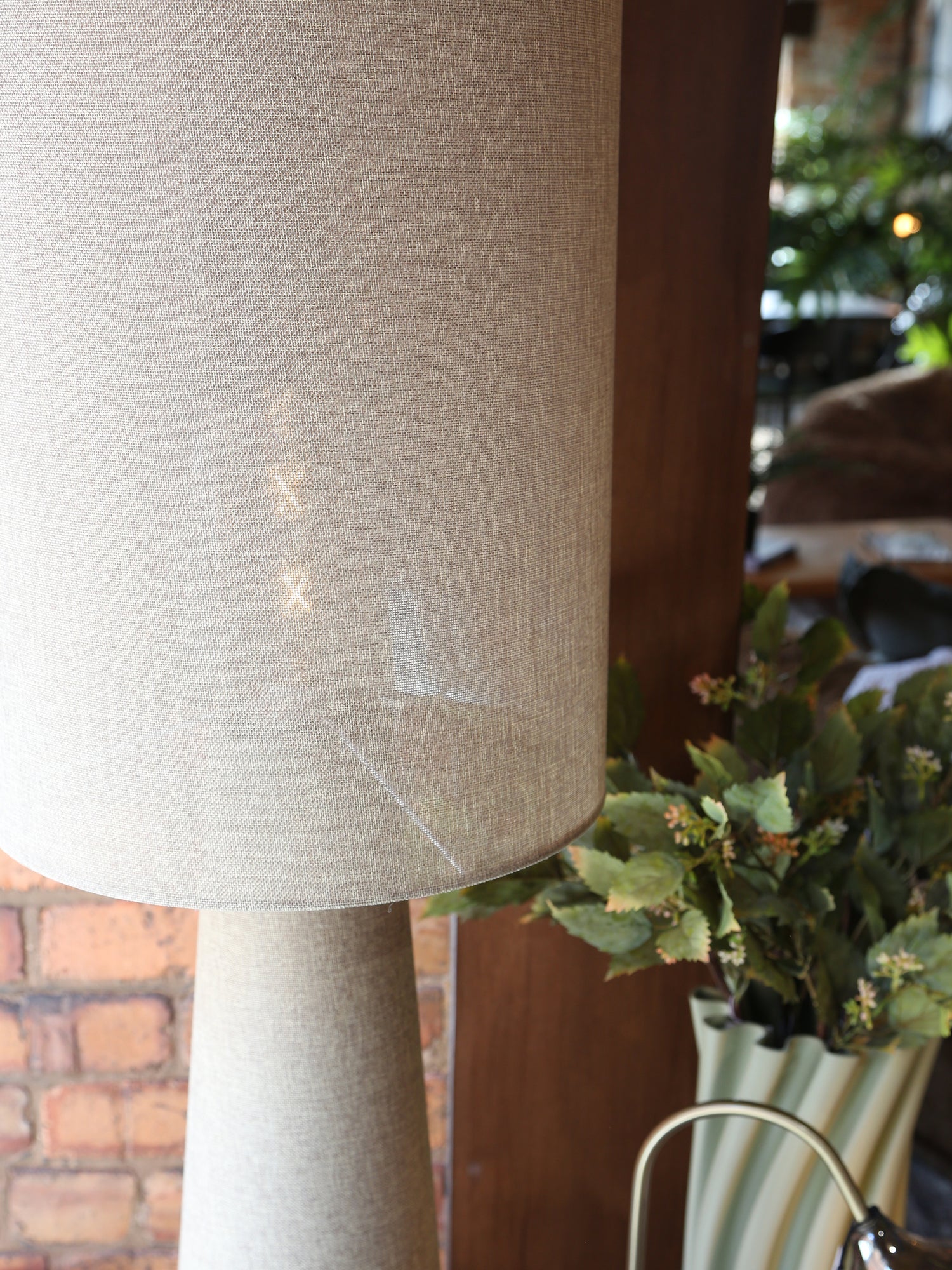 Iris Linen Floor Lamp - Olive Green