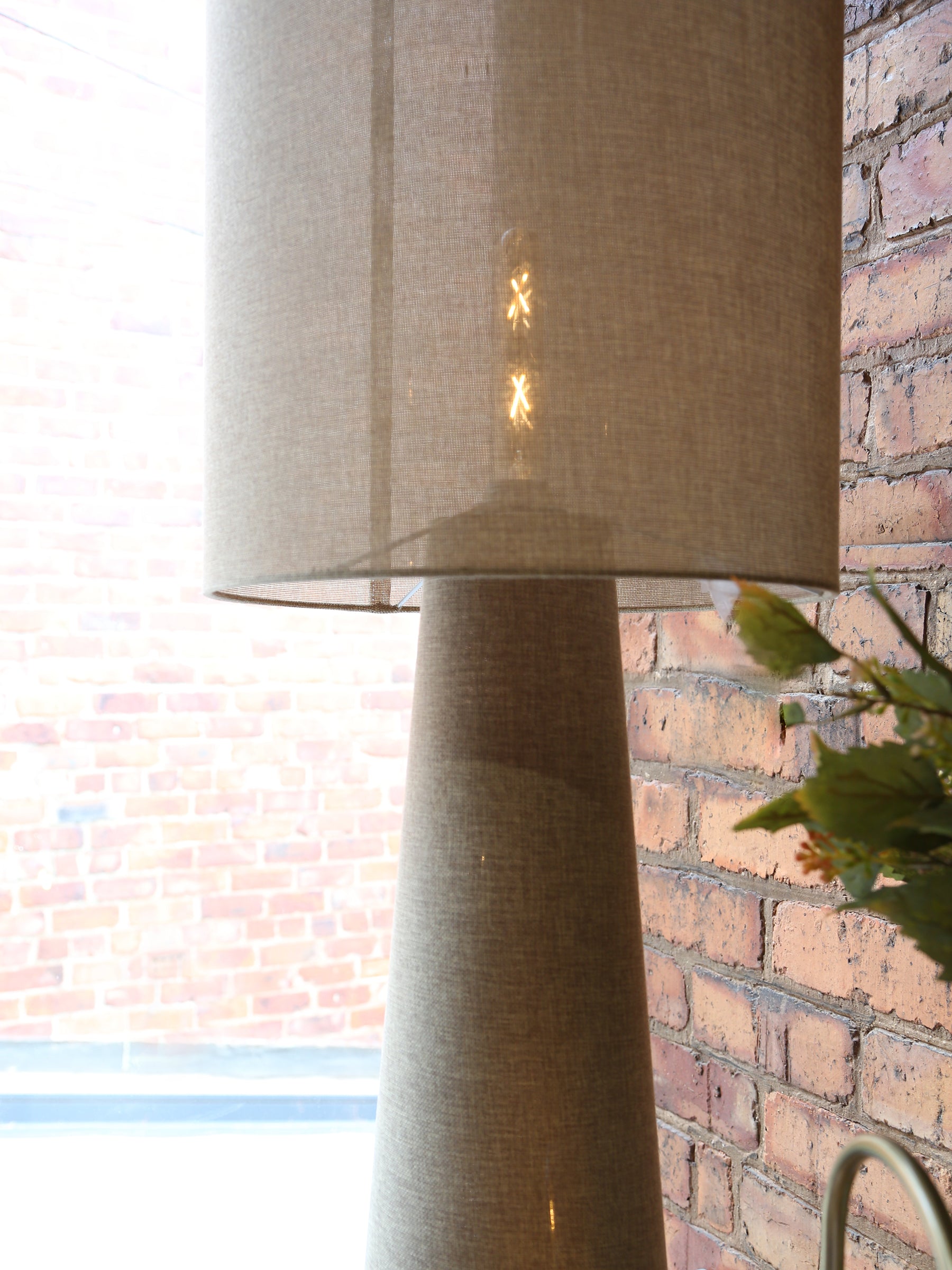 Iris Linen Floor Lamp - Olive Green