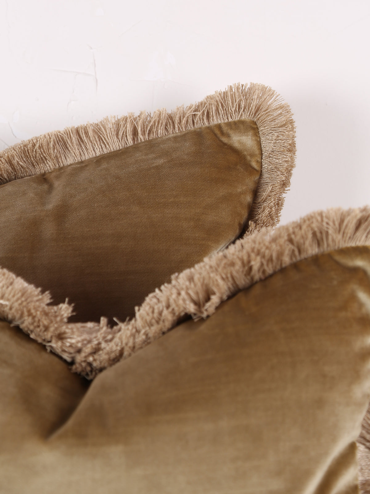 Elodie Velvet Fringed Cushion - Dusty Olive - 2 Sizes Available