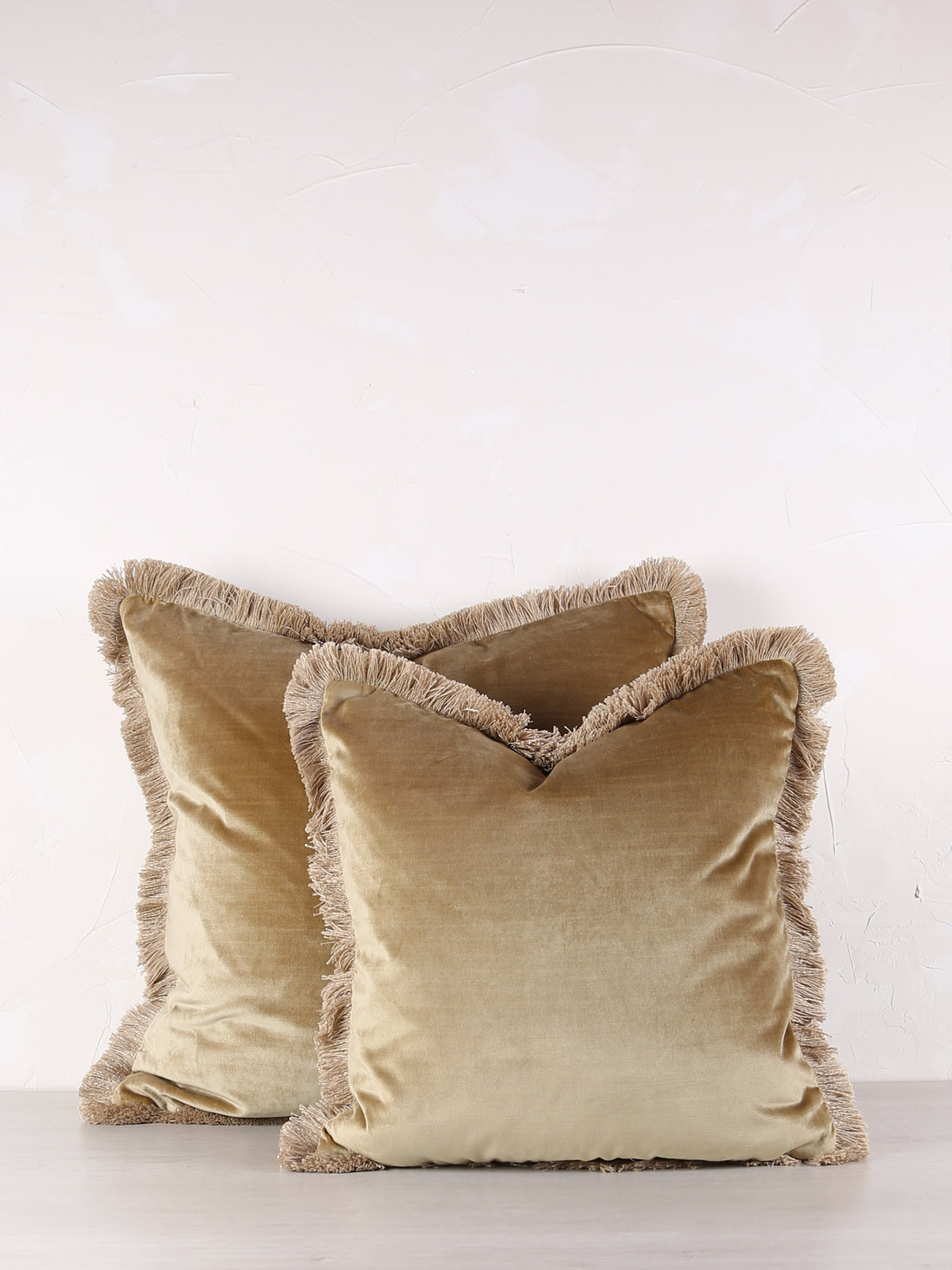 Elodie Velvet Fringed Cushion - Dusty Olive - 2 Sizes Available