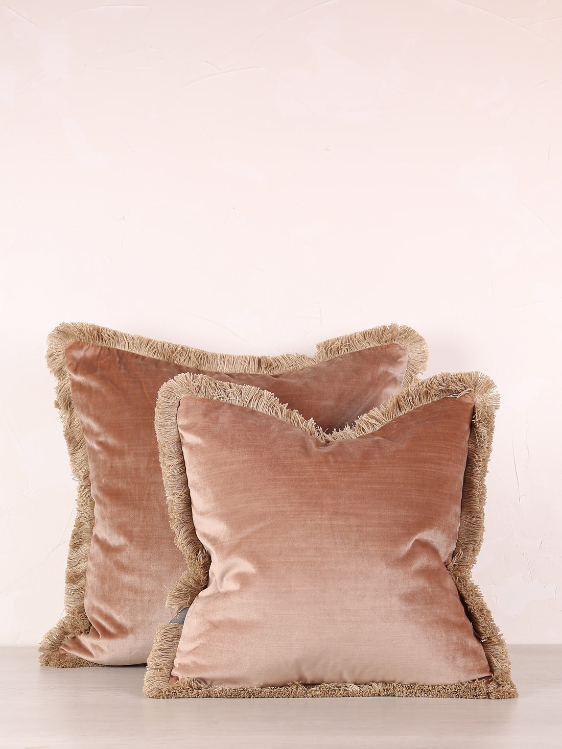 Elodie Velvet Fringed Cushion - Dusk Rose - 2 Sizes Available