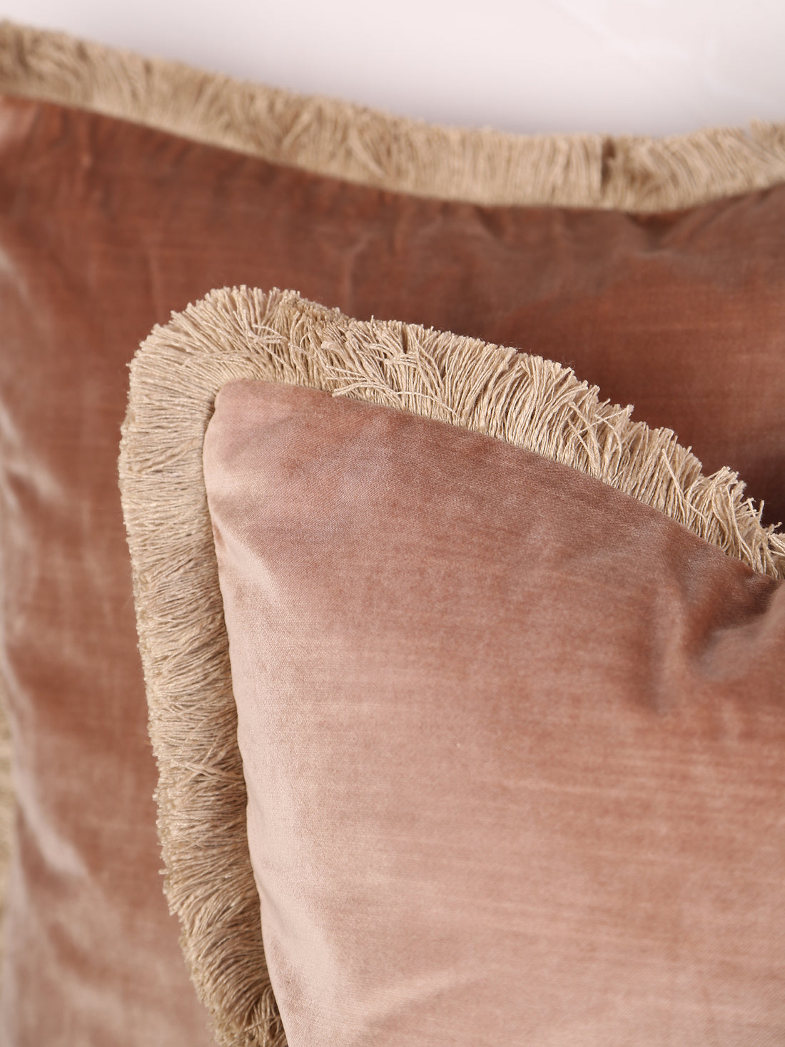 Elodie Velvet Fringed Cushion - Dusk Rose - 2 Sizes Available