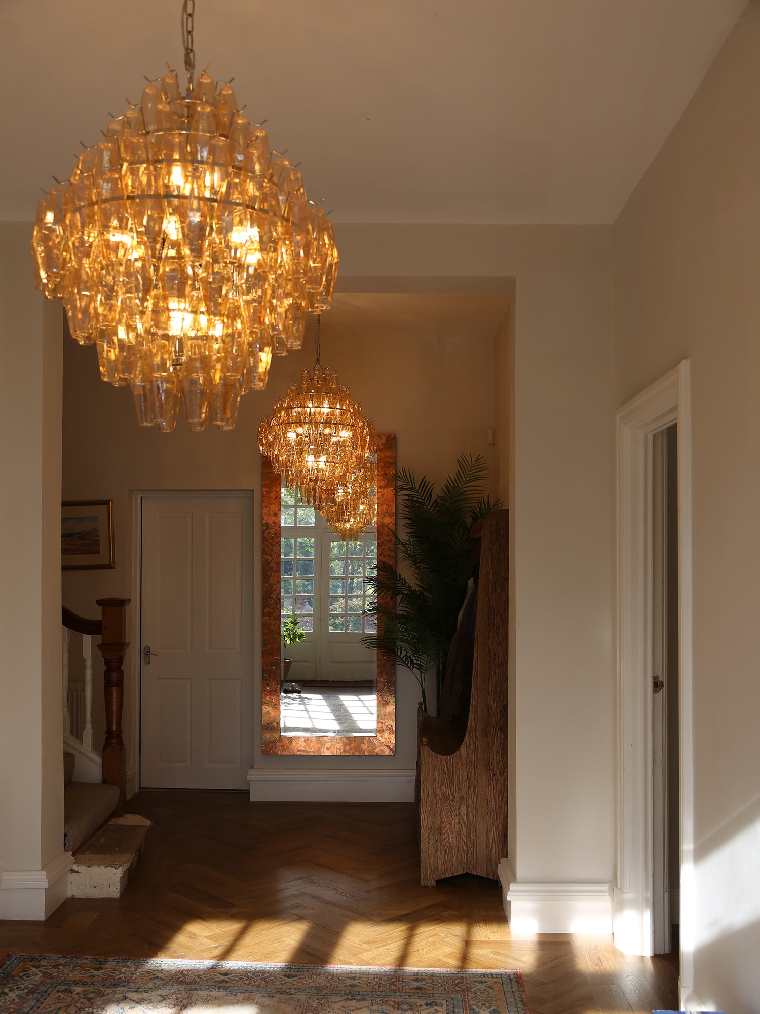 Cascading Glass Chandelier - Golden Amber