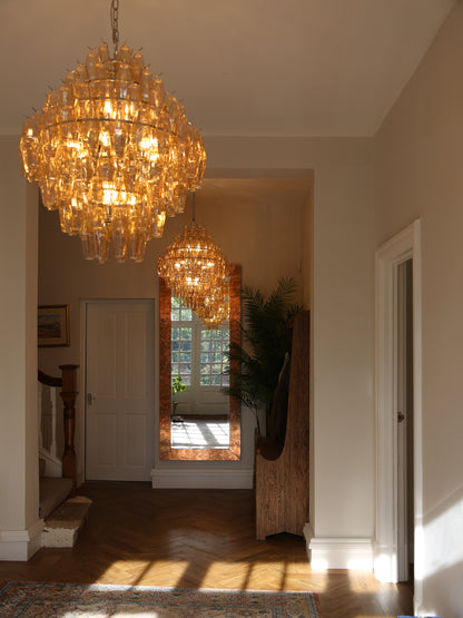 Cascading Glass Chandelier - Golden Amber