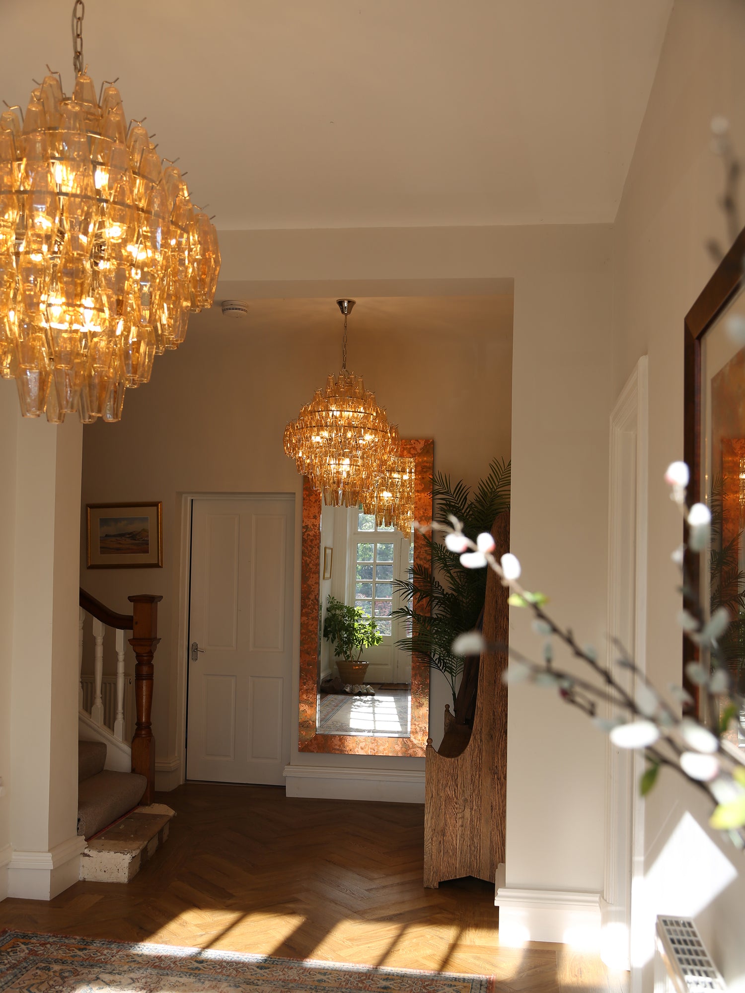 Cascading Glass Chandelier - Golden Amber
