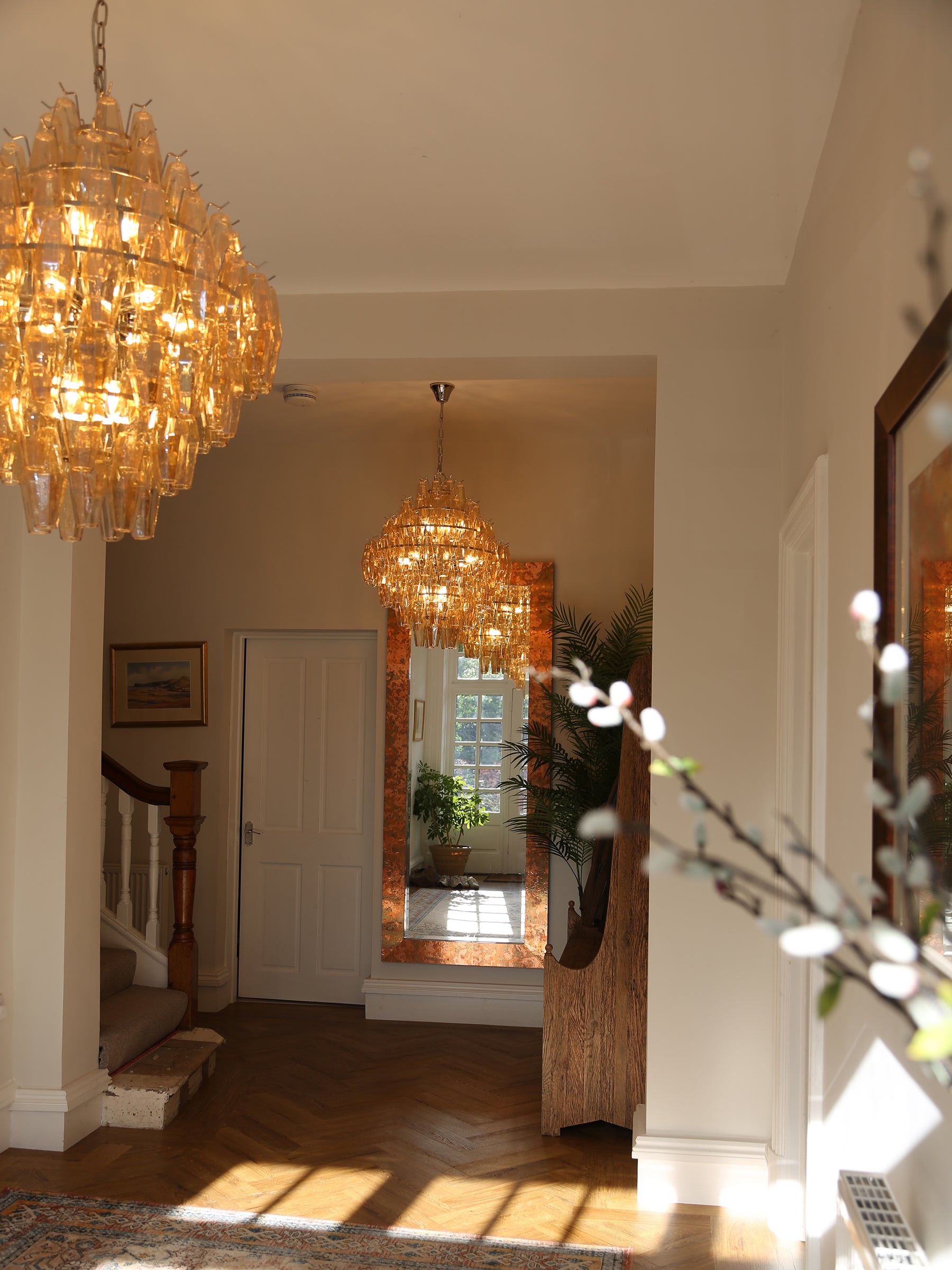 Cascading Glass Chandelier - Golden Amber