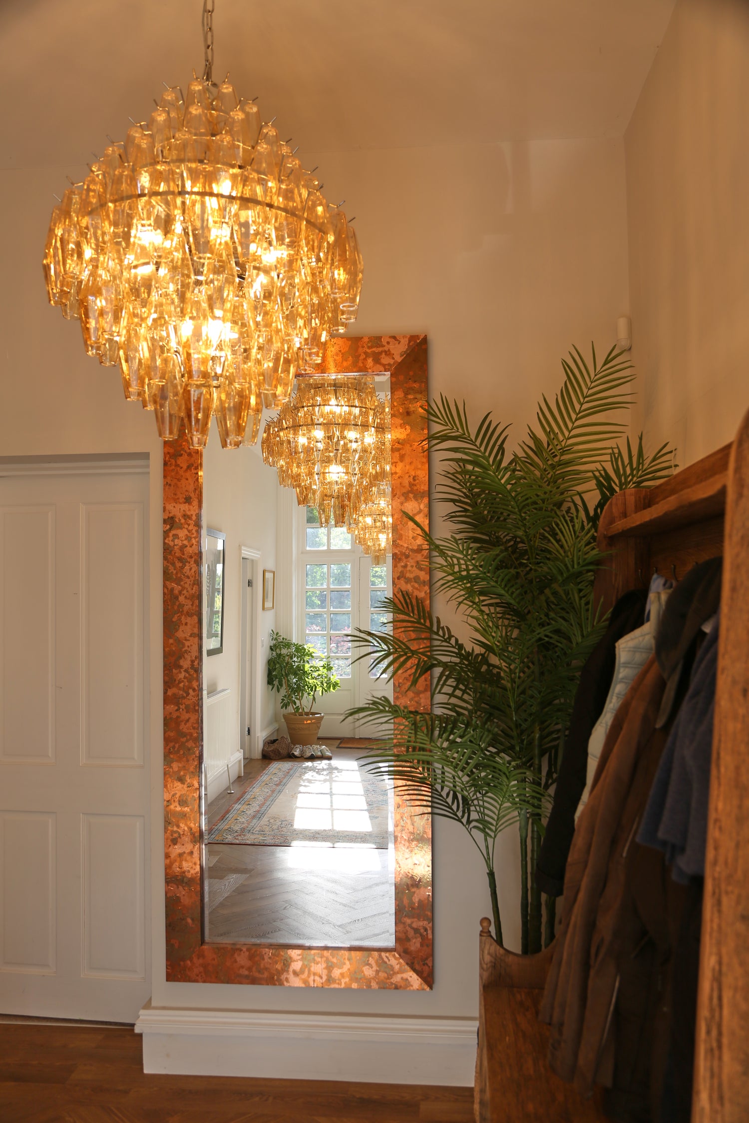 Cascading Glass Chandelier - Golden Amber