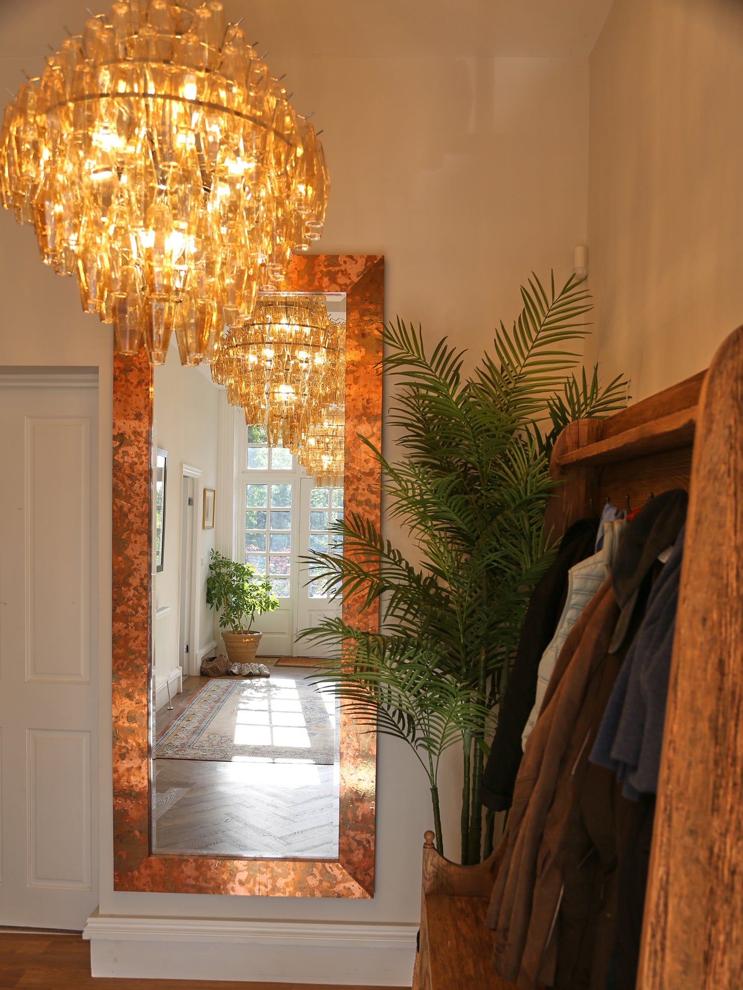 Cascading Glass Chandelier - Golden Amber