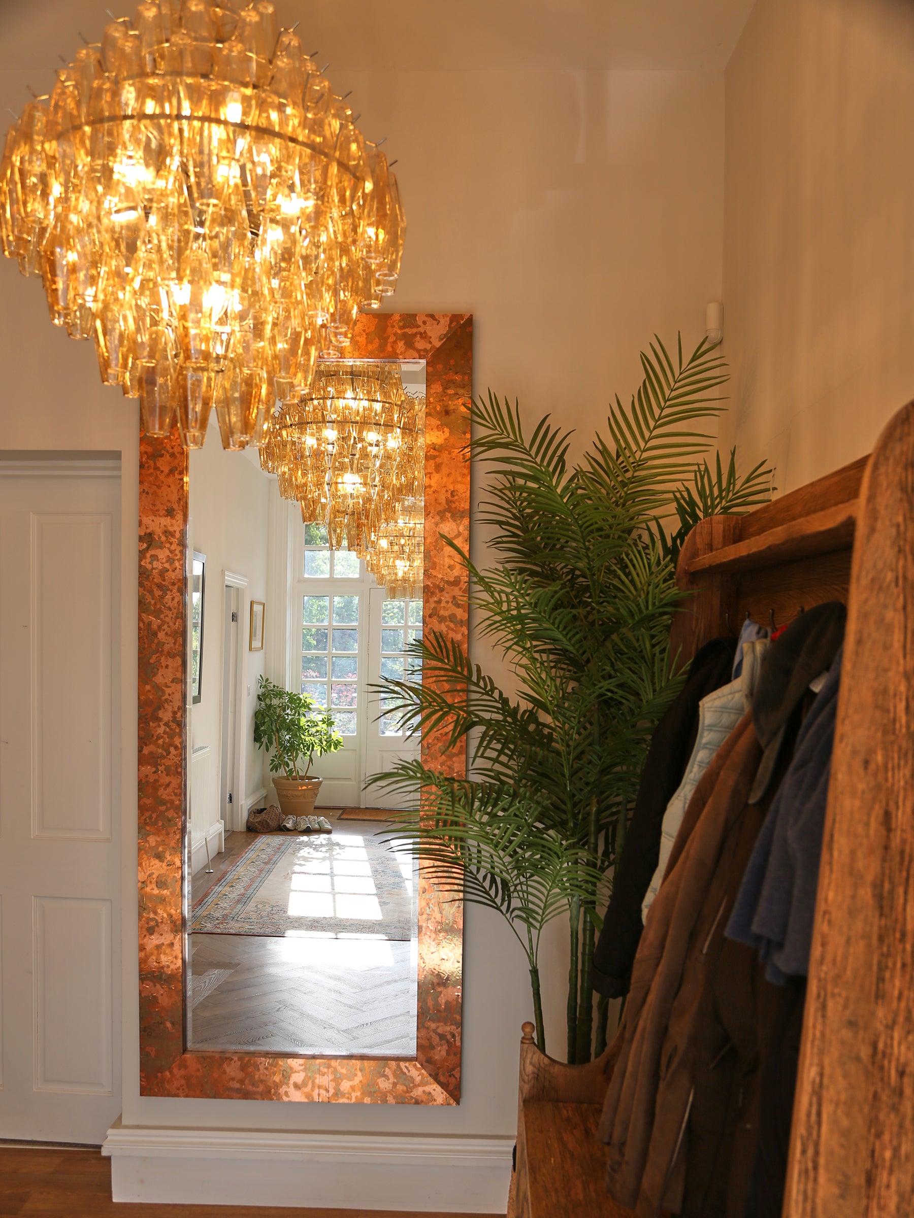 Cascading Glass Chandelier - Golden Amber