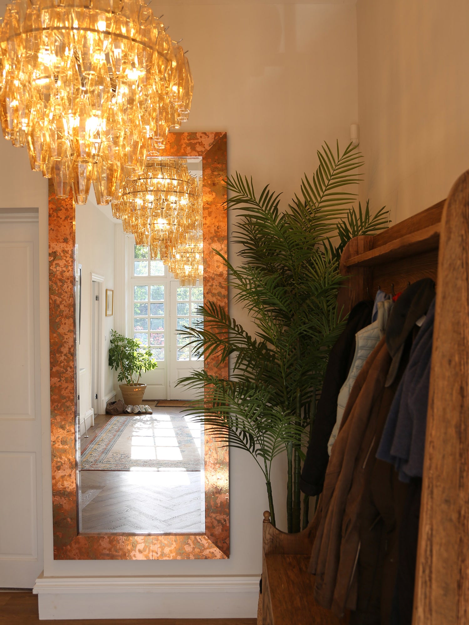 Hammered Copper Frame Mirror - 209x87cm