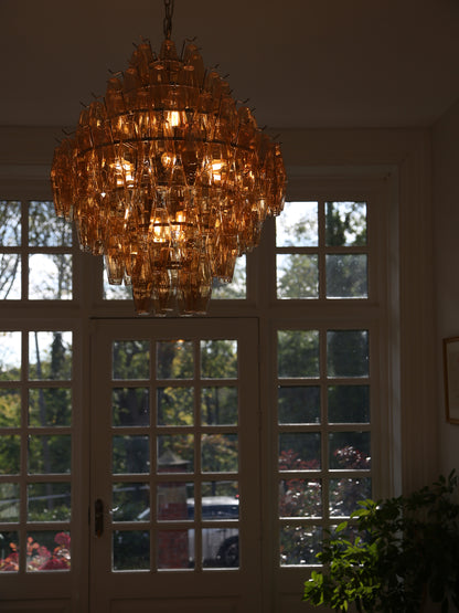 Cascading Glass Chandelier - Golden Amber