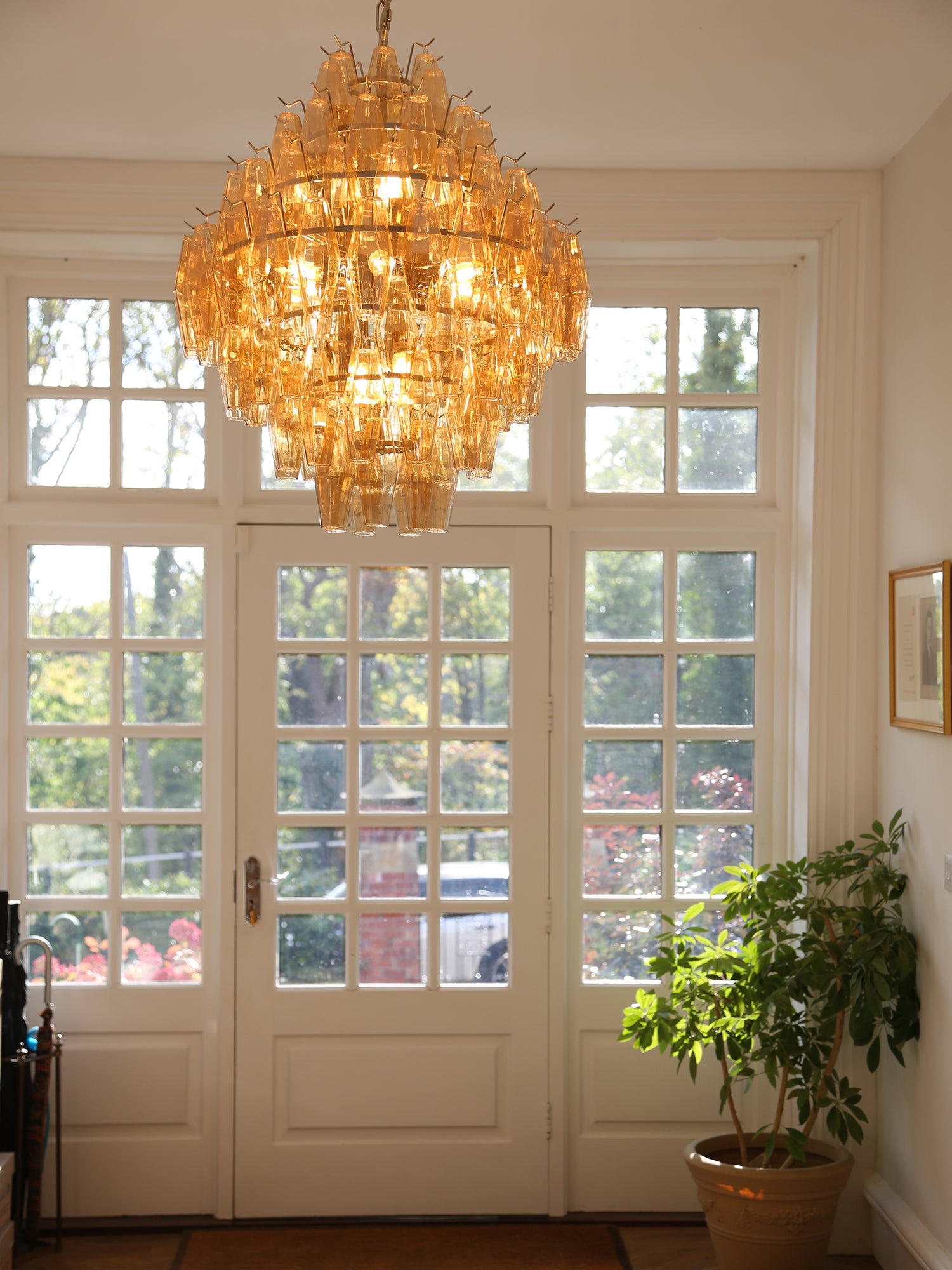Cascading Glass Chandelier - Golden Amber